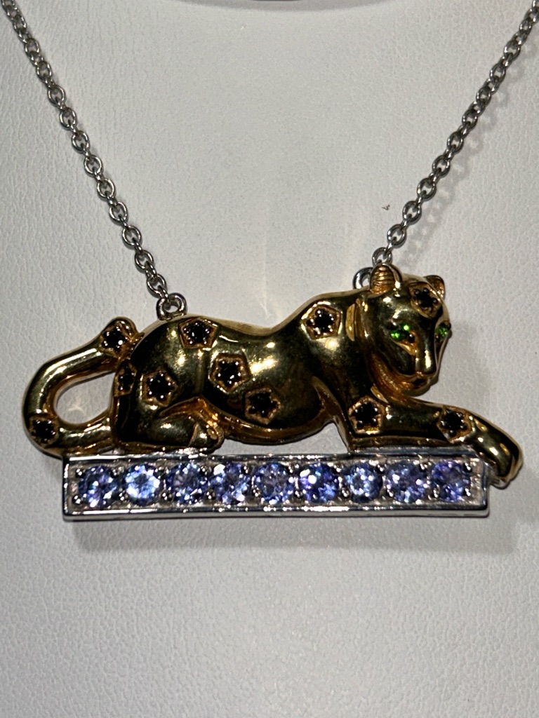 Nwot Gems En Vogue 14k Palladium Genuine Gemstone Cougar Necklace 250$